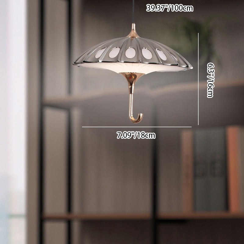 Contemporary Creative Umbrella Aluminum Acrylic LED Pendant Light For Living Room