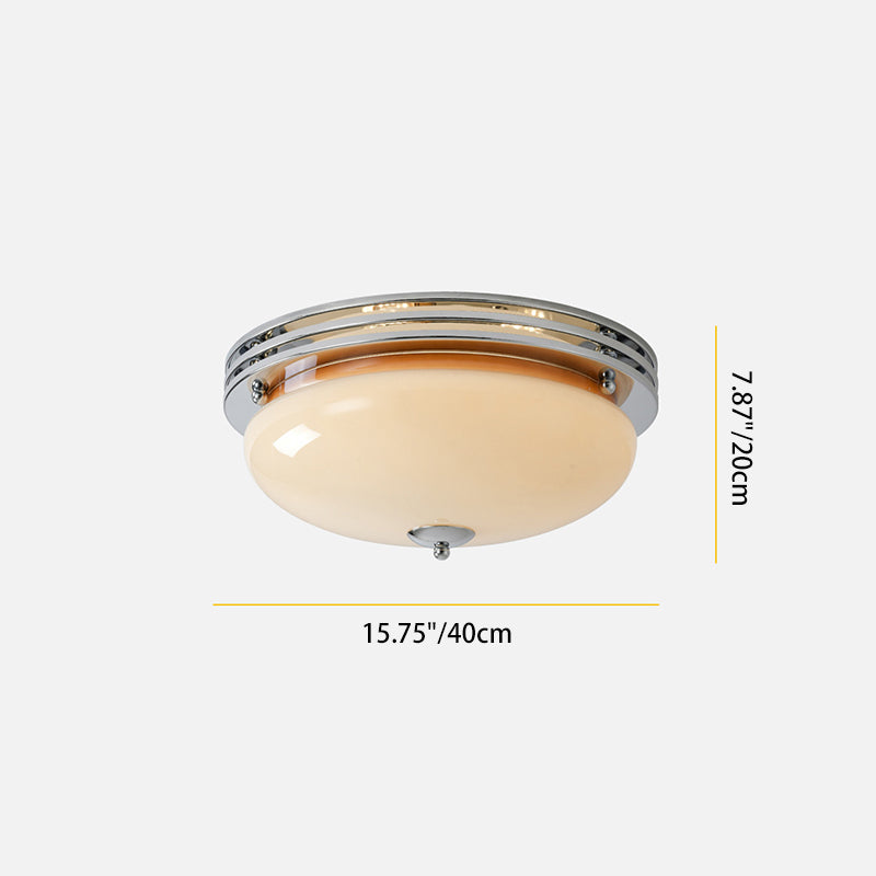 Traditional Vintage Round Hardware Glass LED Flush Mount Ceiling Light For Living Room