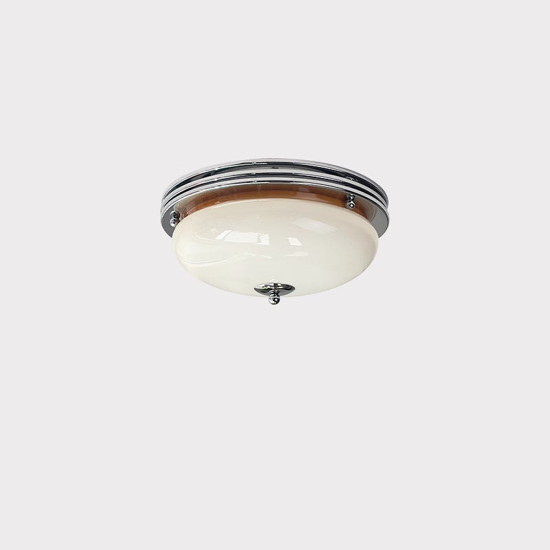 Traditional Vintage Round Hardware Glass LED Flush Mount Ceiling Light For Living Room