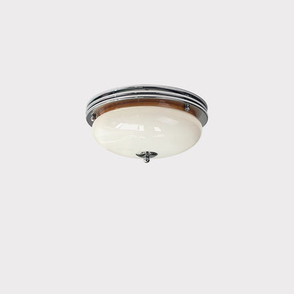 Traditional Vintage Round Hardware Glass LED Flush Mount Ceiling Light For Living Room