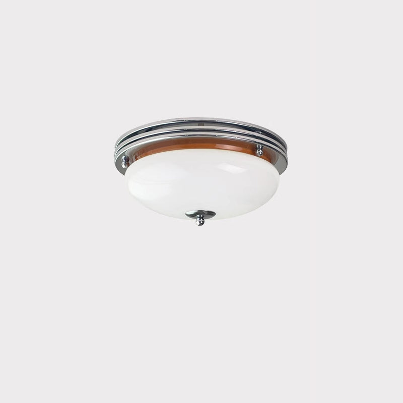 Traditional Vintage Round Hardware Glass LED Flush Mount Ceiling Light For Living Room
