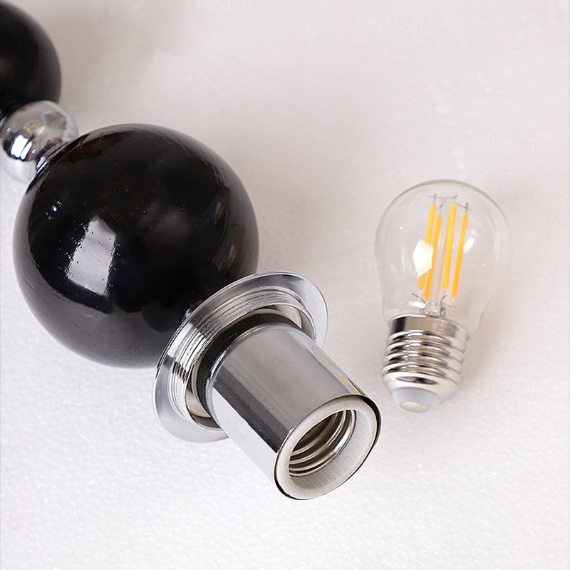 Contemporary Nordic Round Multi Orb Glass Wood Iron 1-Light Wall Sconce Lamp For Living Room