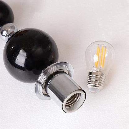 Contemporary Nordic Round Multi Orb Glass Wood Iron 1-Light Wall Sconce Lamp For Living Room
