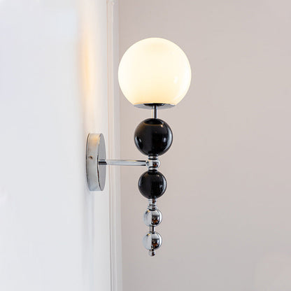 Contemporary Nordic Round Multi Orb Glass Wood Iron 1-Light Wall Sconce Lamp For Living Room