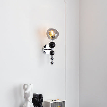 Contemporary Nordic Round Multi Orb Glass Wood Iron 1-Light Wall Sconce Lamp For Living Room
