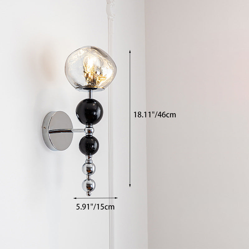 Contemporary Nordic Round Multi Orb Glass Wood Iron 1-Light Wall Sconce Lamp For Living Room