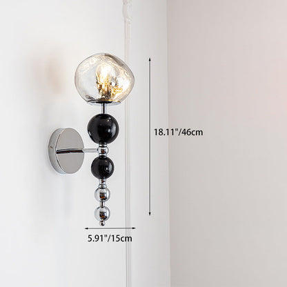 Contemporary Nordic Round Multi Orb Glass Wood Iron 1-Light Wall Sconce Lamp For Living Room