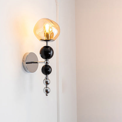 Contemporary Nordic Round Multi Orb Glass Wood Iron 1-Light Wall Sconce Lamp For Living Room