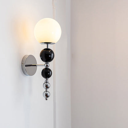Contemporary Nordic Round Multi Orb Glass Wood Iron 1-Light Wall Sconce Lamp For Living Room