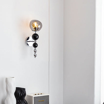 Contemporary Nordic Round Multi Orb Glass Wood Iron 1-Light Wall Sconce Lamp For Living Room