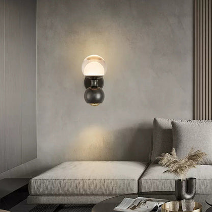 مصباح حائط LED بتصميم دائري عصري بسيط مصنوع من الحديد والألومنيوم والزجاج والأكريليك لغرفة النوم