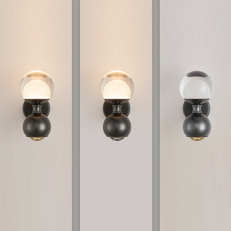 مصباح حائط LED بتصميم دائري عصري بسيط مصنوع من الحديد والألومنيوم والزجاج والأكريليك لغرفة النوم