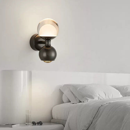 مصباح حائط LED بتصميم دائري عصري بسيط مصنوع من الحديد والألومنيوم والزجاج والأكريليك لغرفة النوم