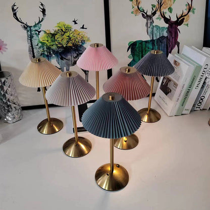 Modern Minimalist Mushroom Round Plastic Metal LED Table Lamp For Bedroom