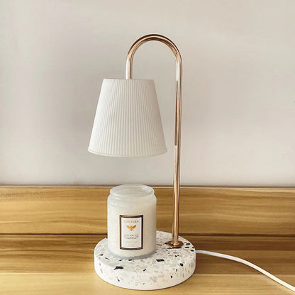 Modern Art Deco Round Curved Rod Terrazzo Hardware Ceramic 1-Light Aroma Melt Wax Table Lamp For Bedroom