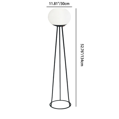 Modern Minimalist Solar Oval Tripod Round Base Iron PE LED Standing Floor Lamp For Outdoor Patio