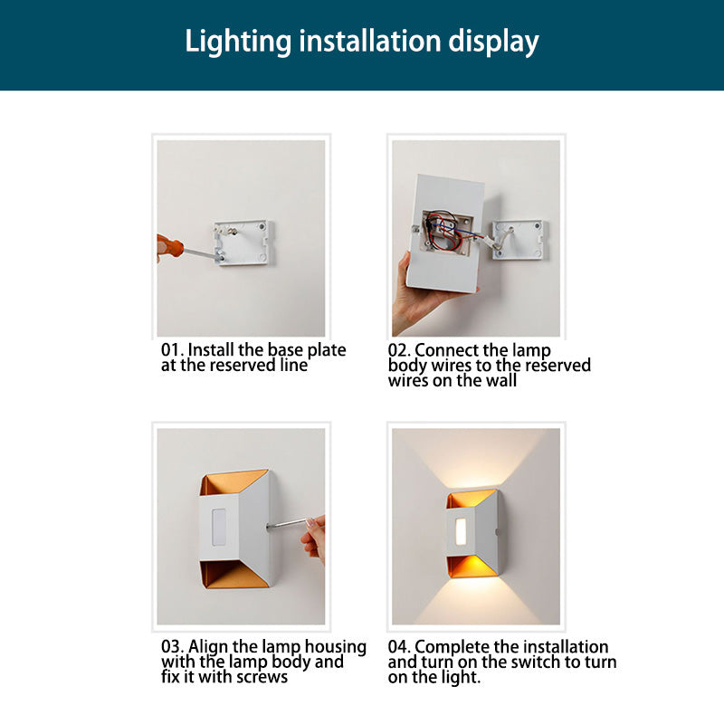 مصباح حائط LED مستطيل الشكل شبه منحرف من الألومنيوم بتصميم عصري بسيط ومقاوم للماء للفناء الخارجي 