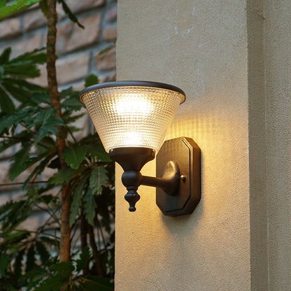 مصباح حائط LED دائري مربع الشكل مصنوع من الألومنيوم بتصميم عصري بسيط مقاوم للماء يعمل بالطاقة الشمسية للفناء الخارجي 