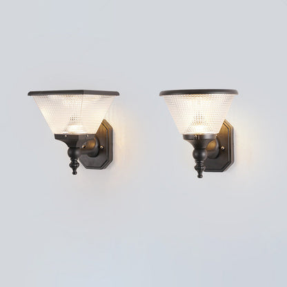 مصباح حائط LED دائري مربع الشكل مصنوع من الألومنيوم بتصميم عصري بسيط مقاوم للماء يعمل بالطاقة الشمسية للفناء الخارجي 