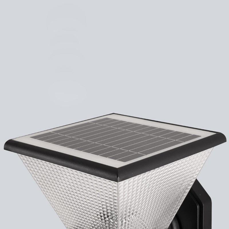 مصباح حائط LED دائري مربع الشكل مصنوع من الألومنيوم بتصميم عصري بسيط مقاوم للماء يعمل بالطاقة الشمسية للفناء الخارجي 