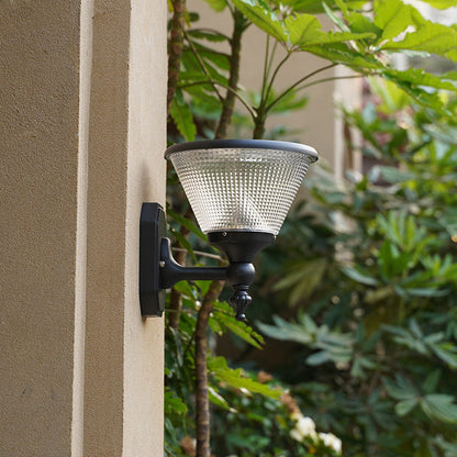 مصباح حائط LED دائري مربع الشكل مصنوع من الألومنيوم بتصميم عصري بسيط مقاوم للماء يعمل بالطاقة الشمسية للفناء الخارجي 