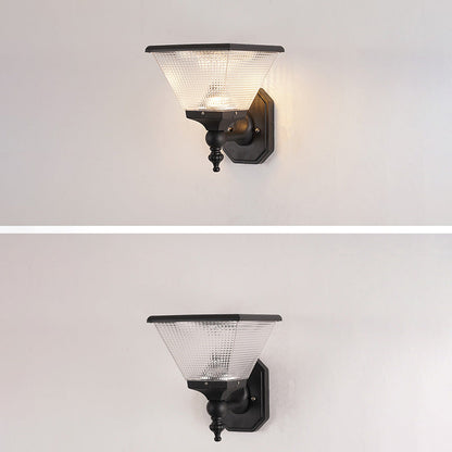 مصباح حائط LED دائري مربع الشكل مصنوع من الألومنيوم بتصميم عصري بسيط مقاوم للماء يعمل بالطاقة الشمسية للفناء الخارجي 