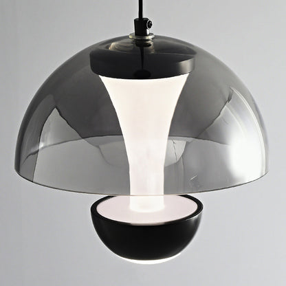 Modern Minimalist Round Dome Copper Glass Aluminum LED Pendant Light For Bedroom