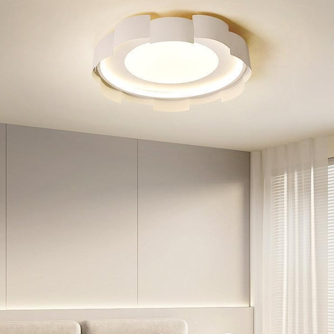 Modern Minimalist Round Flower Iron Acrylic LED Flush Mount Ceiling Light For Bedroom