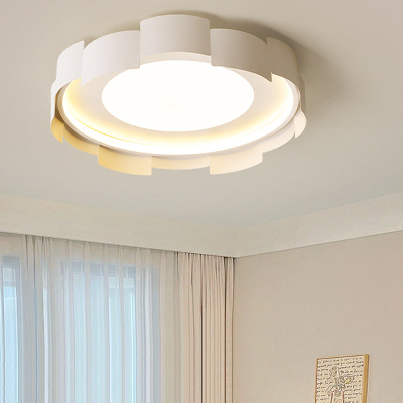 Modern Minimalist Round Flower Iron Acrylic LED Flush Mount Ceiling Light For Bedroom