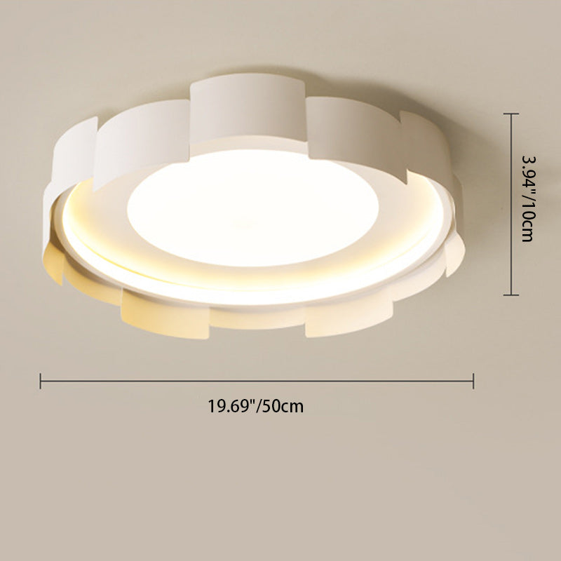 Modern Minimalist Round Flower Iron Acrylic LED Flush Mount Ceiling Light For Bedroom