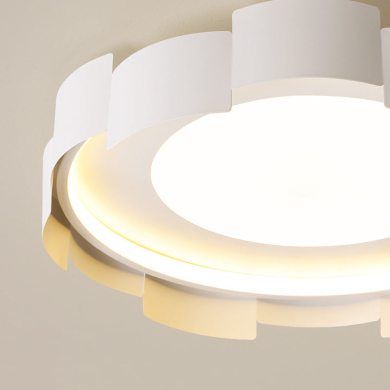 Modern Minimalist Round Flower Iron Acrylic LED Flush Mount Ceiling Light For Bedroom