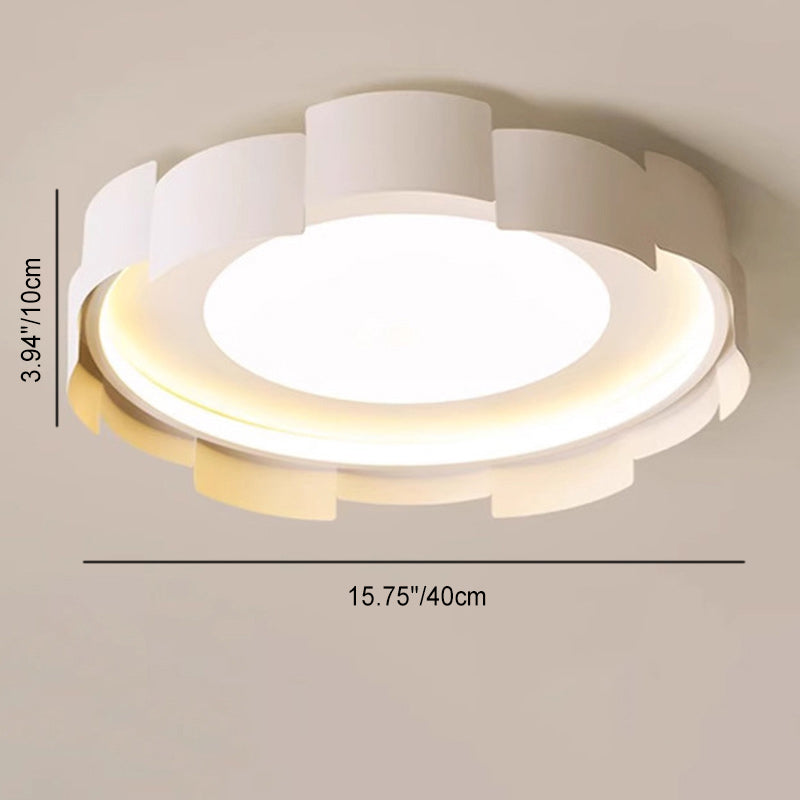 Modern Minimalist Round Flower Iron Acrylic LED Flush Mount Ceiling Light For Bedroom