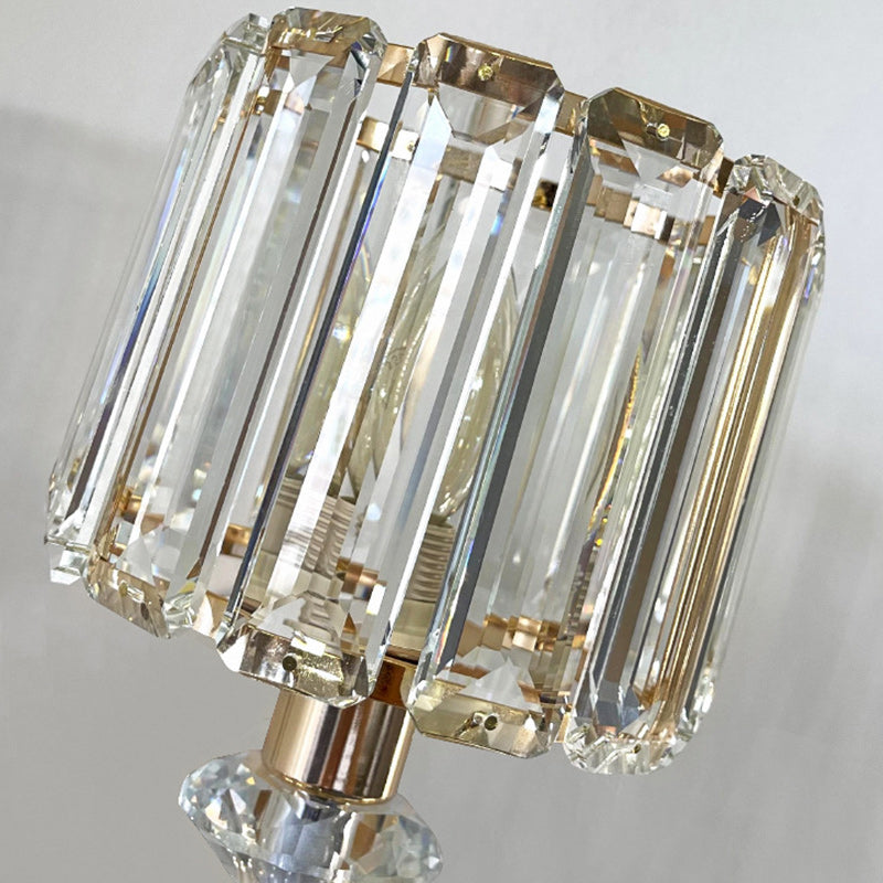 Contemporary Nordic Round Cylinder Iron Crystal 1-Light Wall Sconce Lamp For Living Room