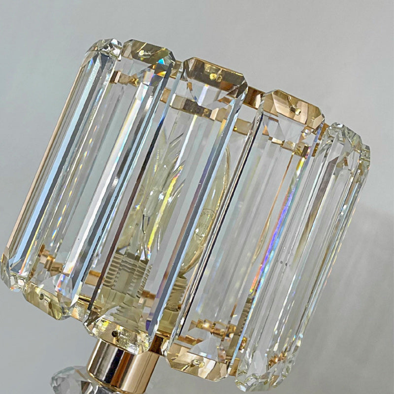 Contemporary Nordic Round Cylinder Iron Crystal 1-Light Wall Sconce Lamp For Living Room