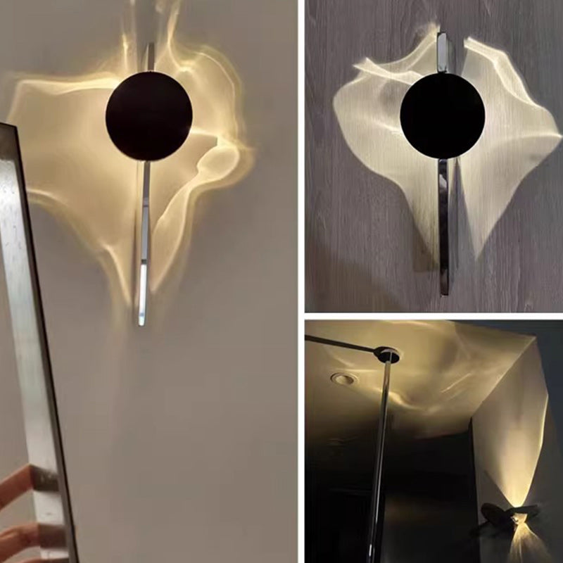 Contemporary Creative Rectangular Round Ripple Light Aluminum Stainless Steel Wall Sconce Lamp For Living Room