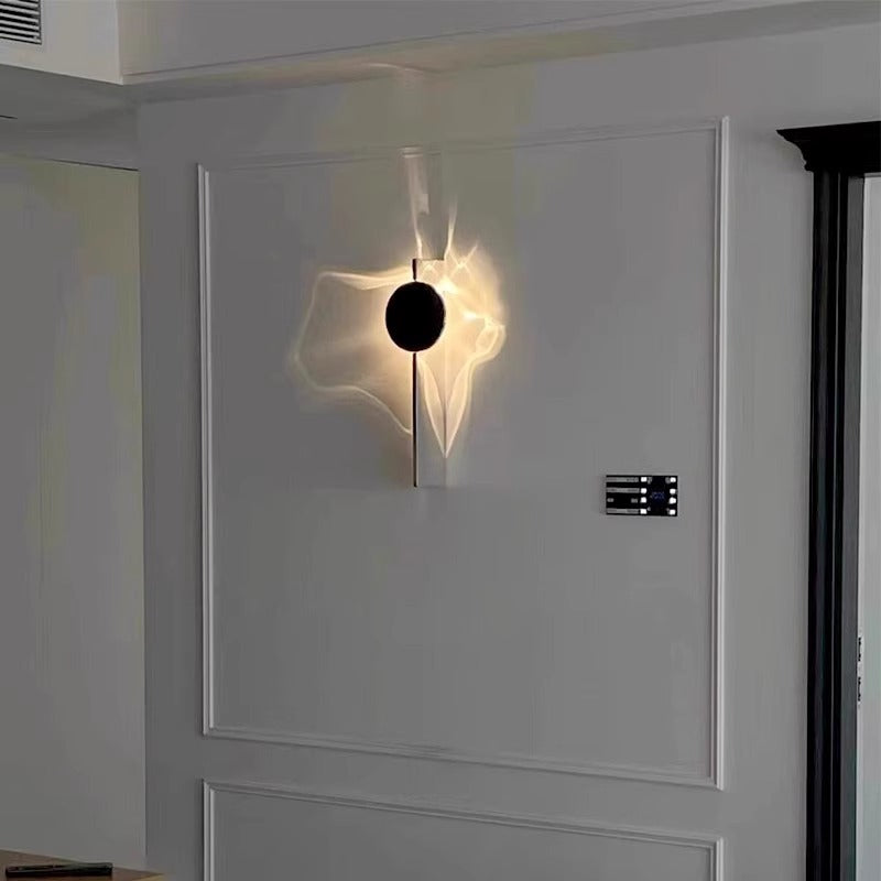 Contemporary Creative Rectangular Round Ripple Light Aluminum Stainless Steel Wall Sconce Lamp For Living Room