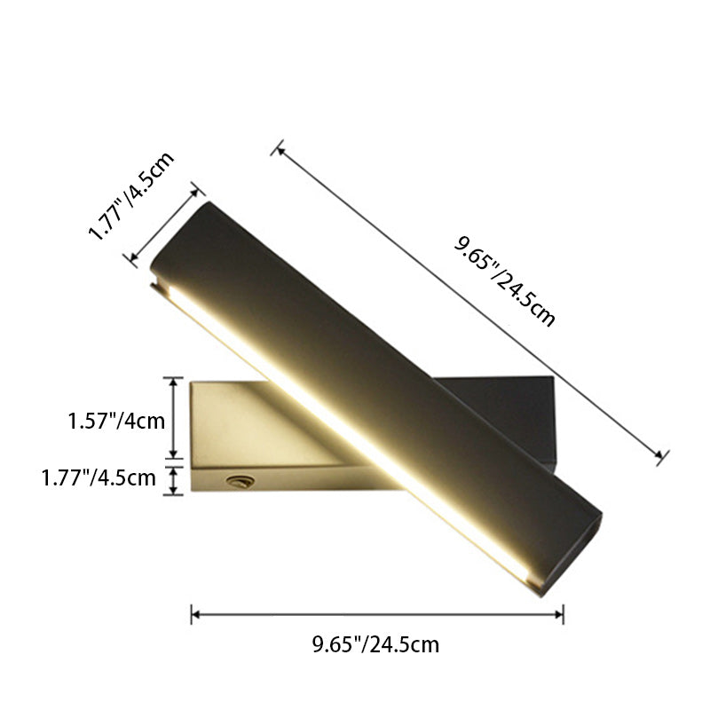 Modern Minimalist Rotatable Rectangular Iron Rubberwood LED Wall Sconce Lamp For Bedroom