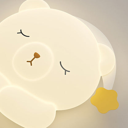 Contemporary Creative Kids Bear Iron PE Flush Mount Ceiling Light For Bedroom