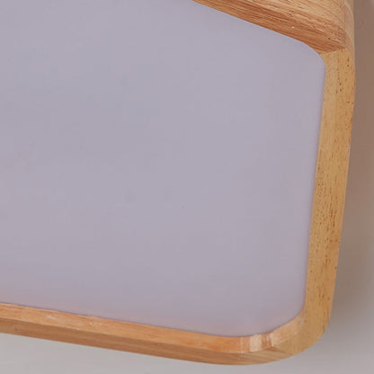 Contemporary Nordic Irregular Trapezoidal Wood PVC LED Flush Mount Ceiling Light For Hallway