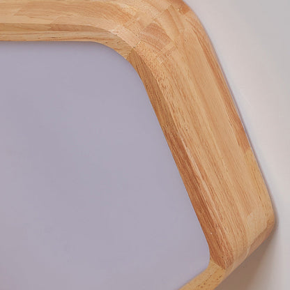 Contemporary Nordic Irregular Trapezoidal Wood PVC LED Flush Mount Ceiling Light For Hallway