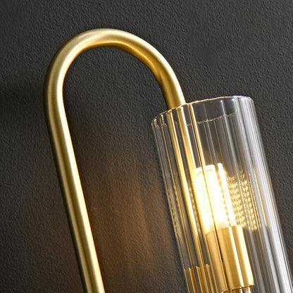 Modern Minimalist Oval Cylinder Copper Glass 4-Light Wall Sconce Lamp For Living Room