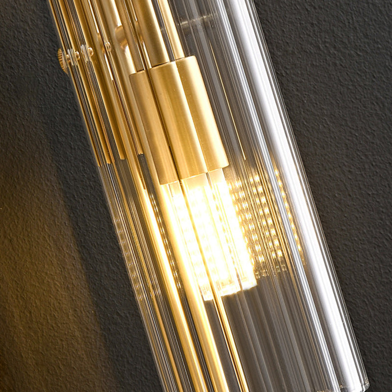 Modern Minimalist Oval Cylinder Copper Glass 4-Light Wall Sconce Lamp For Living Room