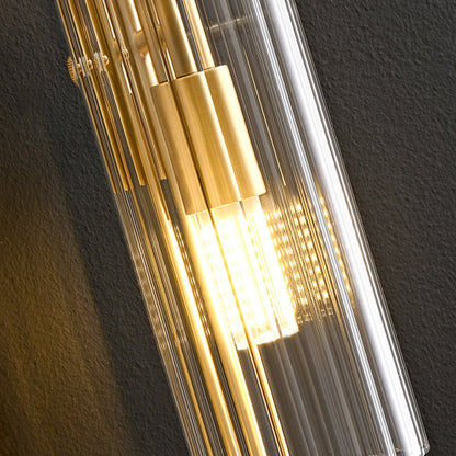 Modern Minimalist Oval Cylinder Copper Glass 4-Light Wall Sconce Lamp For Living Room