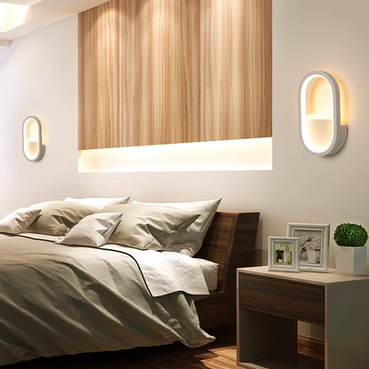 Modern Minimalist Oval Iron Aluminum Acrylic LED Wall Sconce Lamp For Bedroom