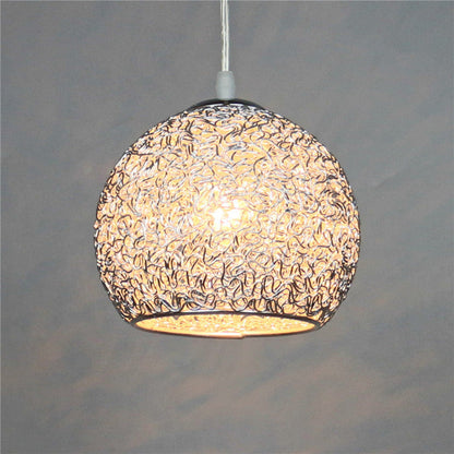 Modern Art Deco Orb Dome Aluminum 1-Light Pendant Light For Living Room