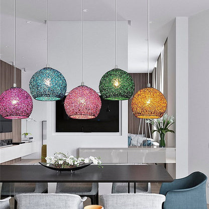 Modern Art Deco Orb Dome Aluminum 1-Light Pendant Light For Living Room