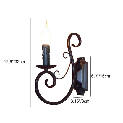 Traditional Vintage Candelabra Iron 1-Light Wall Sconce Lamp For Living Room