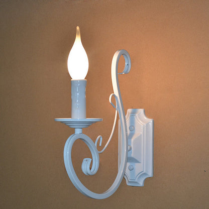 Traditional Vintage Candelabra Iron 1-Light Wall Sconce Lamp For Living Room