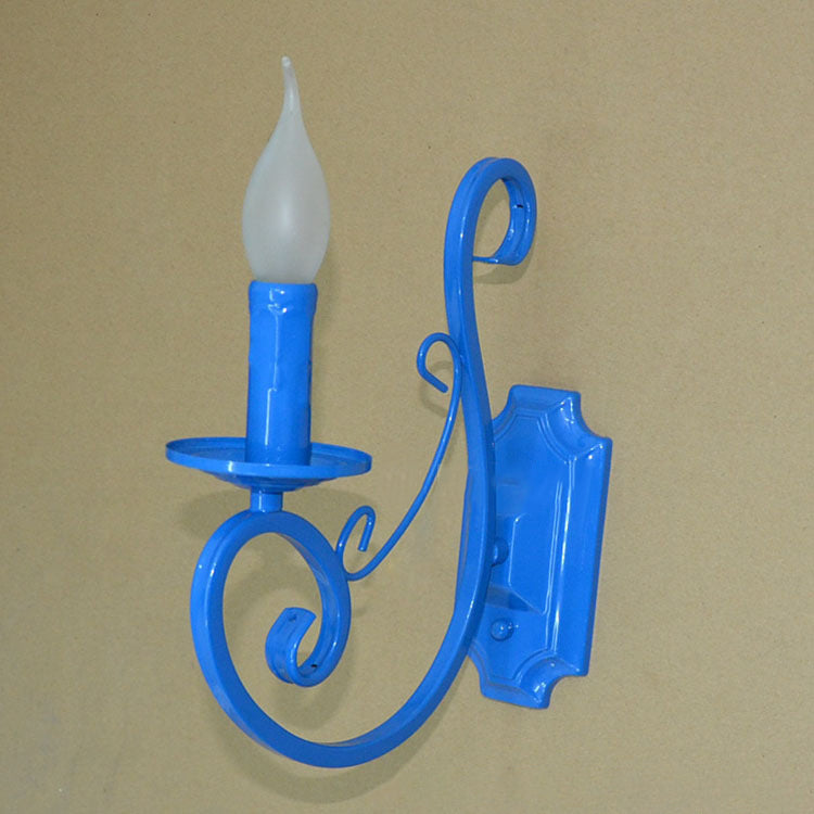 Traditional Vintage Candelabra Iron 1-Light Wall Sconce Lamp For Living Room