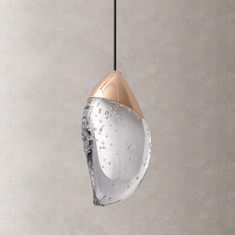 Modern Minimalist Irregular Oval Hardware Crystal LED Pendant Light For Bedroom